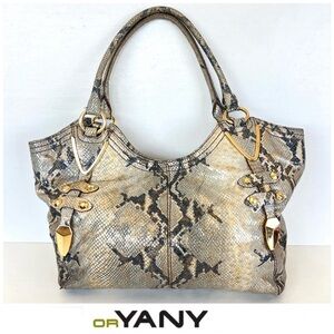 orYANY Snake Print Bag with Gold Accents